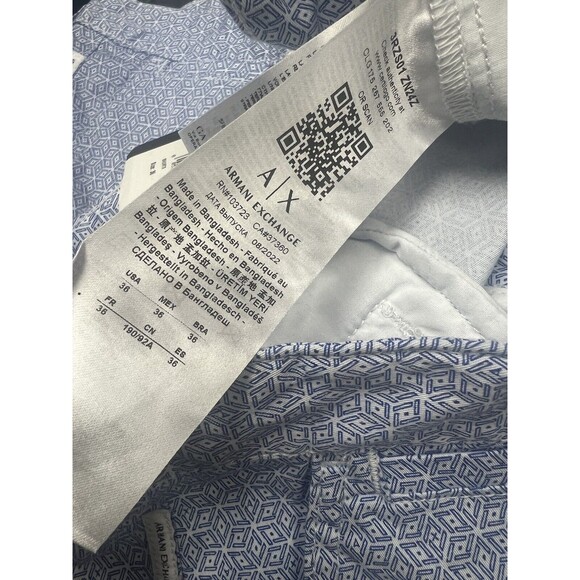 ARMANI EXCHANGE A|X Men's Chino Shorts Geometric Blue Bermuda Size 36 $100 - Picture 9 of 9